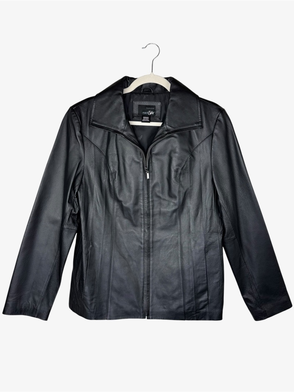 East 5th Women’s Black Leather Jacket Size Medium Sleek Minimalist Classic Chic